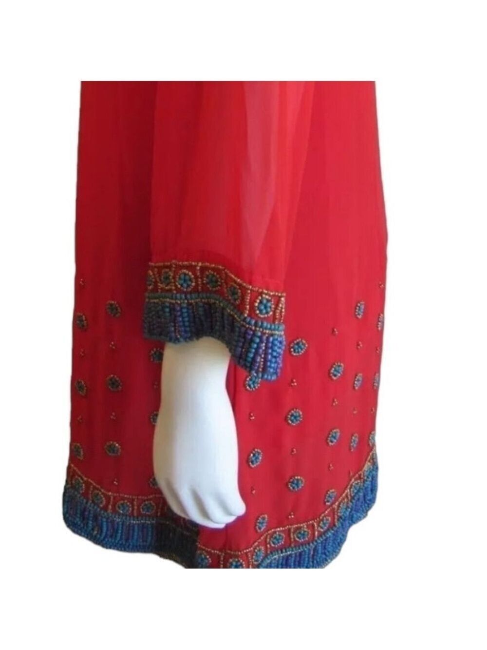Soft Surroundings Label Noir Casablanca Red Beaded Hippie Tunic Size Lar… - Picture 3 of 11